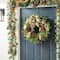 Glitzhome® 24" Cypress Leaves & Pinecone Wreath with Ribbon & Bow